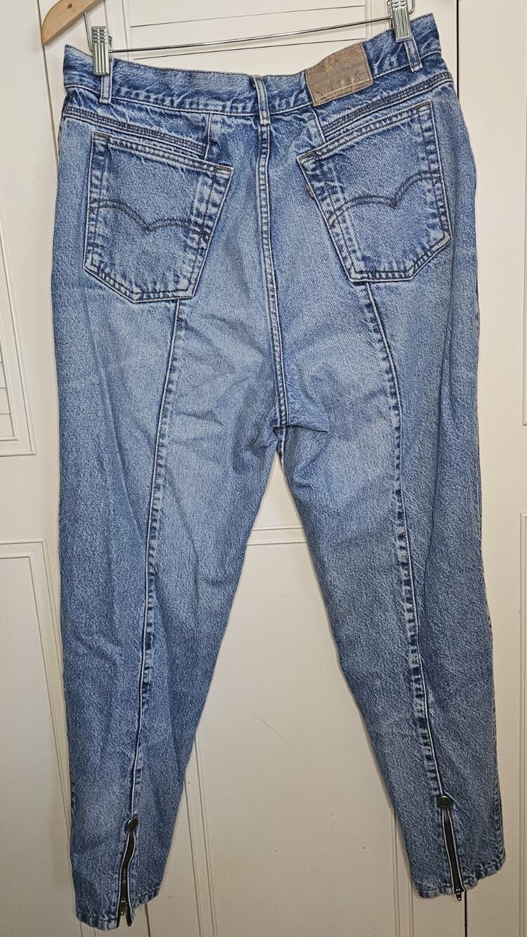 Vtg Levi's Silver Tab Sz 18 Back Seam & Ankle Zip 34" High Waist Denim Mom Jeans